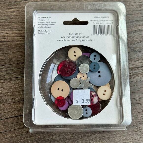 NEW Y2K Bo Bunny Buttons & Bling Embellishments Snowy Winter 35 Pcs Crafting Set - Picture 5 of 6